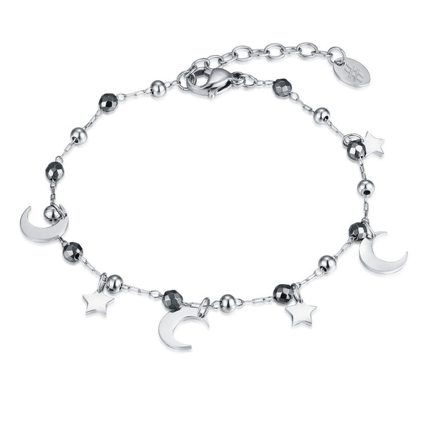 Bracciale Sfere Stelle Lune ed Ematite - Collezione Fusion - BRAND